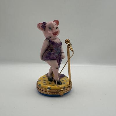 Limoges Pig Singer Figural Trinket Box