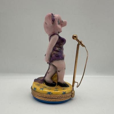 Limoges Pig Singer Figural Trinket Box