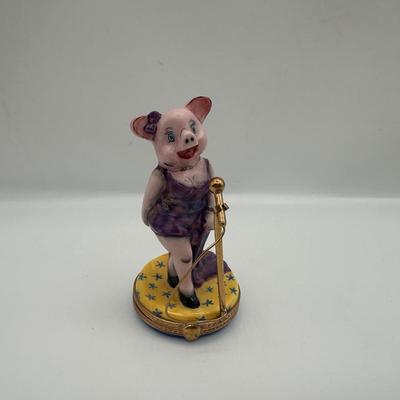 Limoges Pig Singer Figural Trinket Box