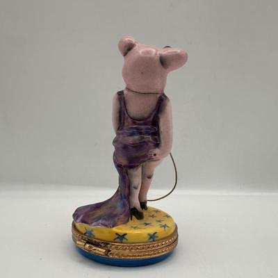 Limoges Pig Singer Figural Trinket Box