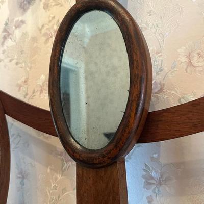 Antique Wooden Hall Tree with Mirror and Umbrella Stand