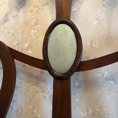 Antique Wooden Hall Tree with Mirror and Umbrella Stand