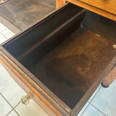 1930s Hoosier Oak Kitchen Cabinet with Porcelain Top