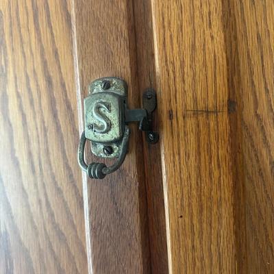 1930s Hoosier Oak Kitchen Cabinet with Porcelain Top