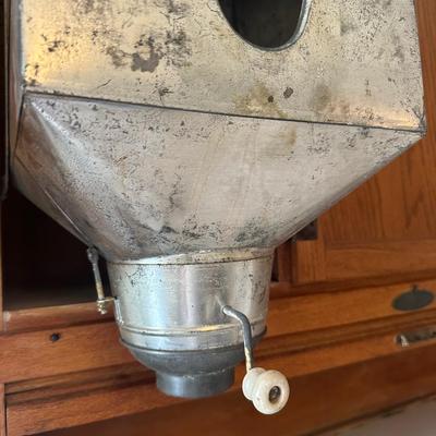 1930s Hoosier Oak Kitchen Cabinet with Porcelain Top