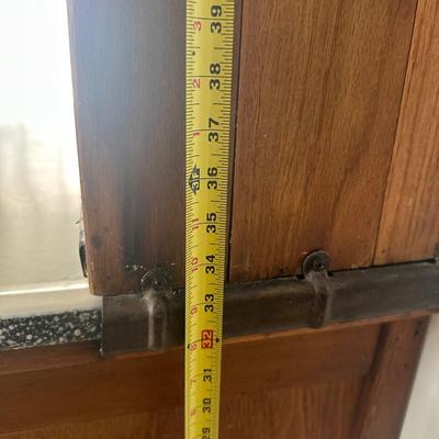 1930s Hoosier Oak Kitchen Cabinet with Porcelain Top