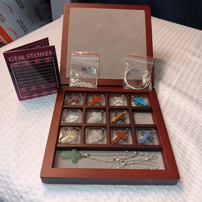 GEM STONE CROSS PENDANTS