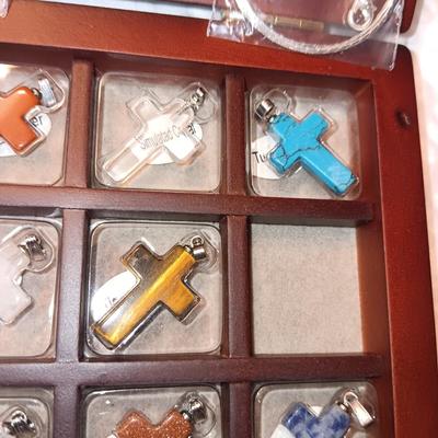 GEM STONE CROSS PENDANTS