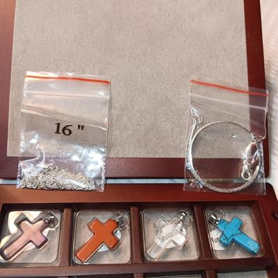 GEM STONE CROSS PENDANTS