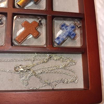 GEM STONE CROSS PENDANTS