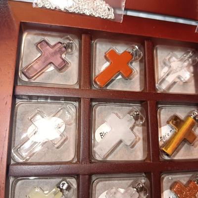 GEM STONE CROSS PENDANTS
