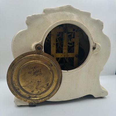 Antique Porcelain Mantel Clock with Floral Decoration