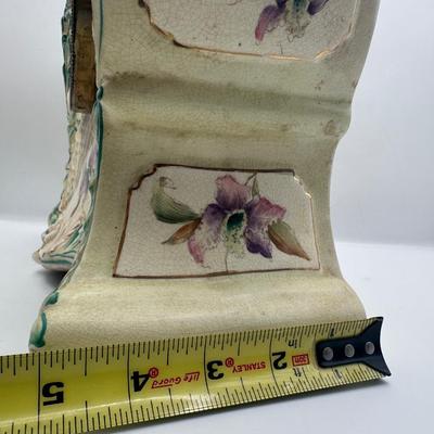 Antique Porcelain Mantel Clock with Floral Decoration