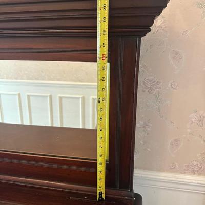 Antique Mahogany Queen Anne–Style Wood Sideboard with Framed Mirror