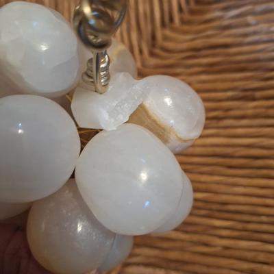 vintage grape cluster of polished white onyx or marble -see all photos