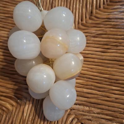 vintage grape cluster of polished white onyx or marble -see all photos