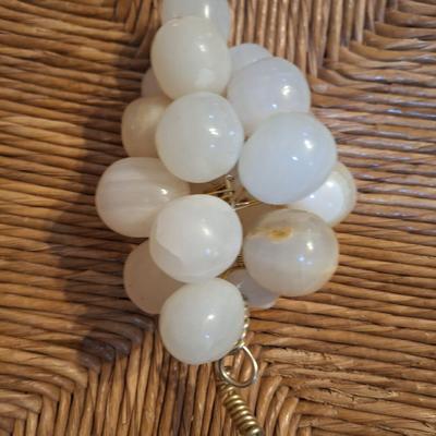 vintage grape cluster of polished white onyx or marble -see all photos