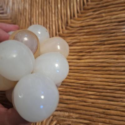 vintage grape cluster of polished white onyx or marble -see all photos