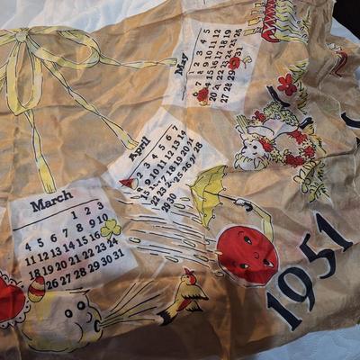 1951 calendar handkerchief