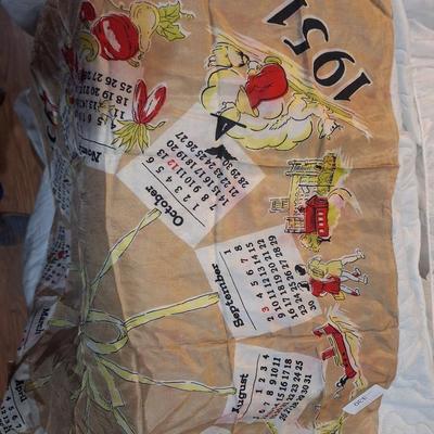 1951 calendar handkerchief