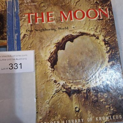 vintage book-"Prehistoric Animals," "Indians and the Old West," "The Sea," and "The Moon".