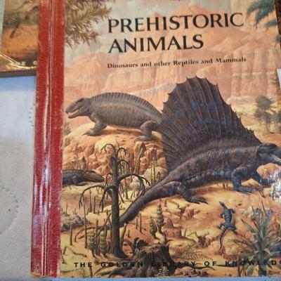 vintage book-"Prehistoric Animals," "Indians and the Old West," "The Sea," and "The Moon".