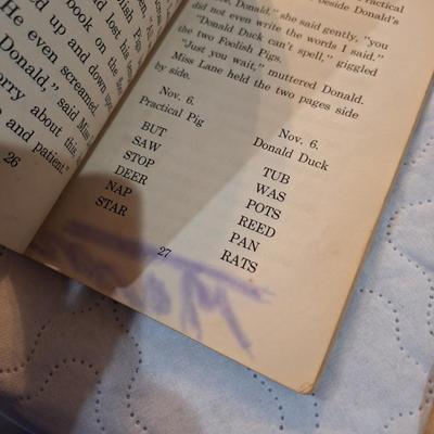  two vintage children's books, one titled School Days in Disney Ville and the other Boo the Little Indian. 