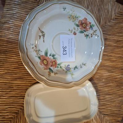13 pcs Mikasa Heritage plates and butter tray bottom
