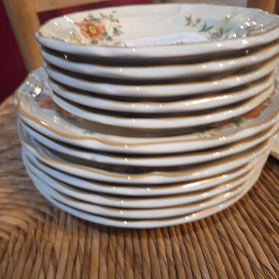 13 pcs Mikasa Heritage plates and butter tray bottom