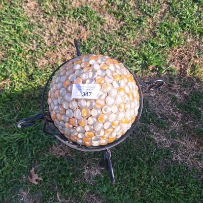 garden gazing ball (heavy) on a small plant stand