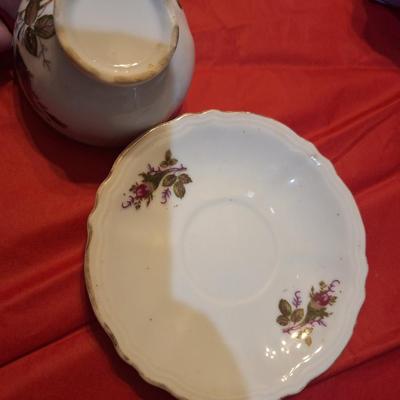 vintage Japanese teacup and saucer set -Moss Rose pattern