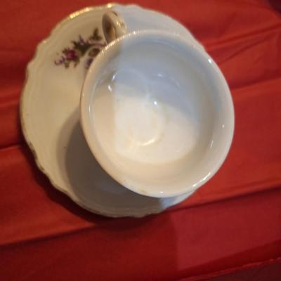 vintage Japanese teacup and saucer set -Moss Rose pattern