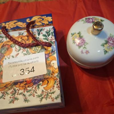 vintage ceramic trinket box with roses