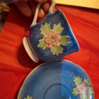 hand painted porcelain demitasse cup and saucer set from Occupied Japan