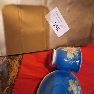 hand painted porcelain demitasse cup and saucer set from Occupied Japan