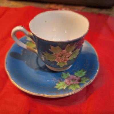 hand painted porcelain demitasse cup and saucer set from Occupied Japan