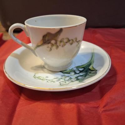 vintage bone China Lily of the Valley pattern demitasse cup and saucer set
