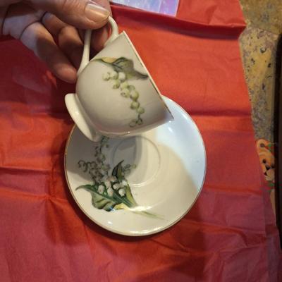 vintage bone China Lily of the Valley pattern demitasse cup and saucer set