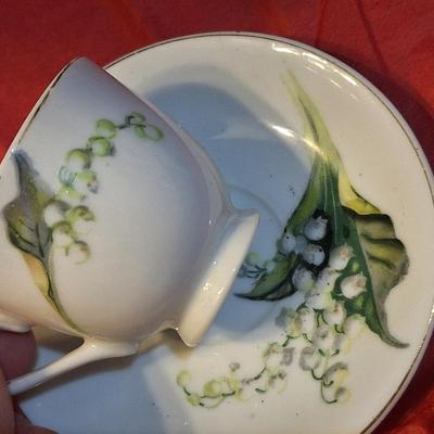 vintage bone China Lily of the Valley pattern demitasse cup and saucer set