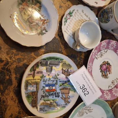 mismatched teacups and saucers