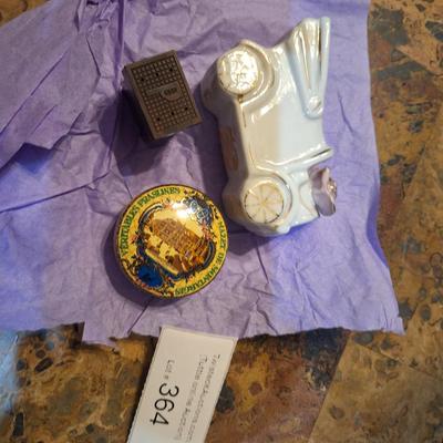 misc. bundle, toothpick holder, salt shaker and tiny tin