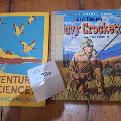  two vintage children's books: Walt Disney's Davy Crockett: King of the Wild Frontier and Adventures in Science with Jane and...