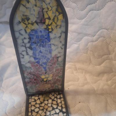 mosaic stained glass candle accent piece