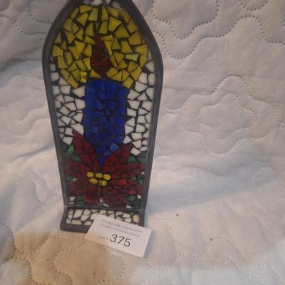 mosaic stained glass candle accent piece