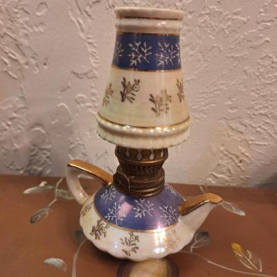 vintage ceramic miniature oil lamp