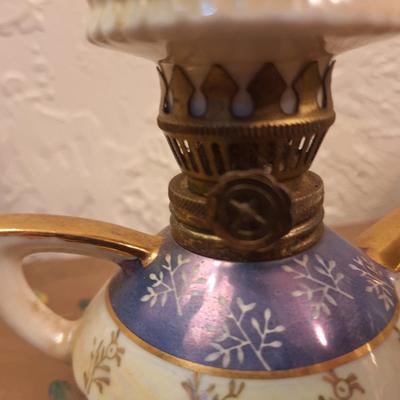 vintage ceramic miniature oil lamp