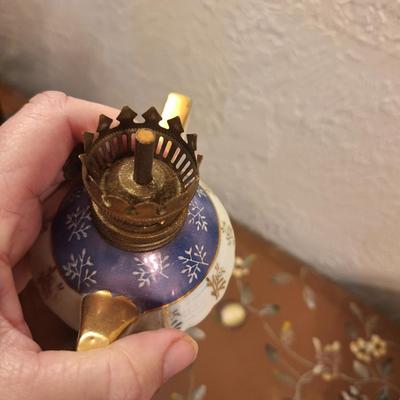 vintage ceramic miniature oil lamp