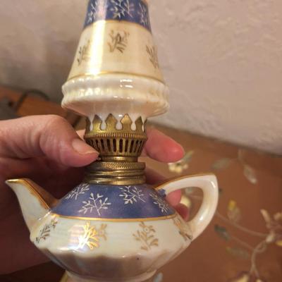 vintage ceramic miniature oil lamp