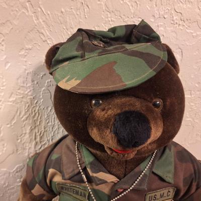 Bear forces of America military teddy in camo uniform- USMC