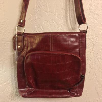 Relic handbag - red croc pattern man made materials